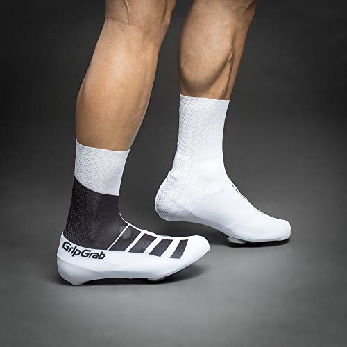 GripGrab RaceAero TT Profi Rennrad Lycra Überschuhe für Zeitfahren-Sommer Radsport Aero Überzieher/Gamaschen-Damen, Herren Cubrezapatos de Bicicleta, Unisex Adulto, Negro/Blanco, S (38-41)