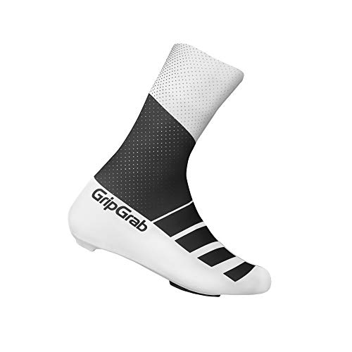 GripGrab RaceAero TT Profi Rennrad Lycra Überschuhe für Zeitfahren-Sommer Radsport Aero Überzieher/Gamaschen-Damen, Herren Cubrezapatos de Bicicleta, Unisex Adulto, Negro/Blanco, S (38-41)