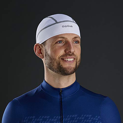 GripGrab Sotocasco Ciclismo Verano Transpirable Protección UV UPF 50+ Gorra Bicicleta Carretera MTB Gravel Babeza Casco Calentadores, Unisex-Adultos, Blanco, Talla Única