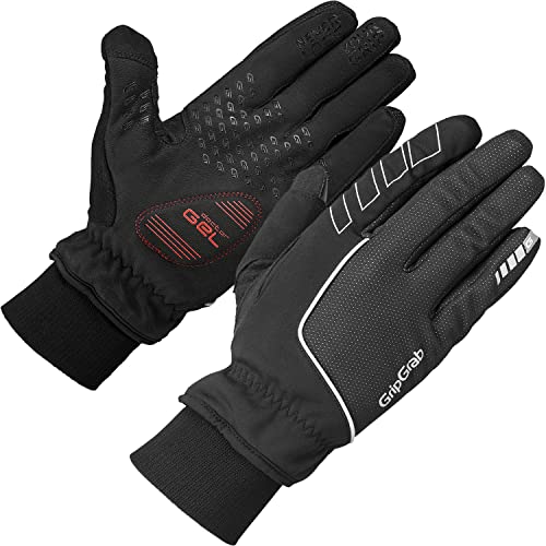 GripGrab Windster Windproof Winter Thermal Fullfinger Cycling Gloves-Lined Padded Touchscreen-Compatible-Black, Yellow HiViz Guantes Ciclismo Invierno, Unisex-Adult, Negro, M