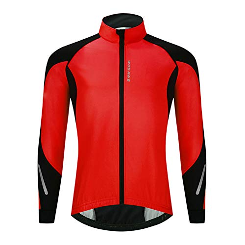 GRTE Ropa de Ciclismo para Hombres Camiseta de Manga Larga para Ciclistas Chaqueta de otoño e Invierno Chaqueta térmica Polar Ligera BTT Carreras de Bicicleta de montaña Frío Wear,Rojo,XXXL