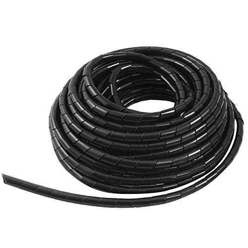 GTIWUNG 15 Metros Organizador de Cables en Espiral, Tubo Flexible en Espiral Evuelto para PC TV DVD cable de antena estéreo agrupar cable, Negro