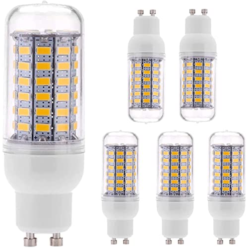 GU10 LED Maíz Bombilla 8W, 56 Leds 800lm, 80W Incandescente Bombilla Equivalentes, ángulo 360, Alto Brillo CRI 82, Sin Parpadeo, no Regulable, AC 220V-240V, Paquete de 5,Warm White