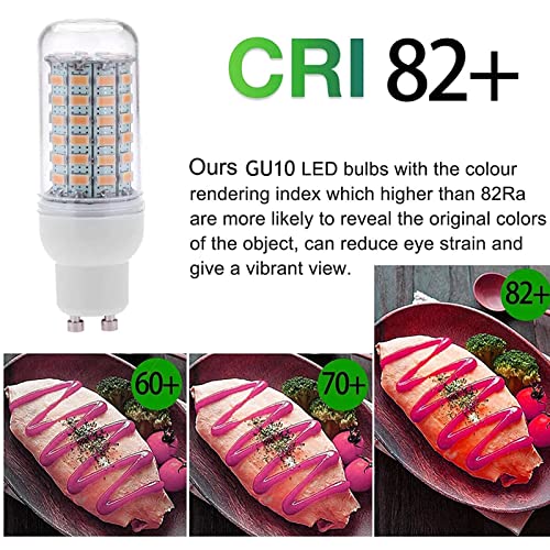 GU10 LED Maíz Bombilla 8W, 56 Leds 800lm, 80W Incandescente Bombilla Equivalentes, ángulo 360, Alto Brillo CRI 82, Sin Parpadeo, no Regulable, AC 220V-240V, Paquete de 5,Warm White