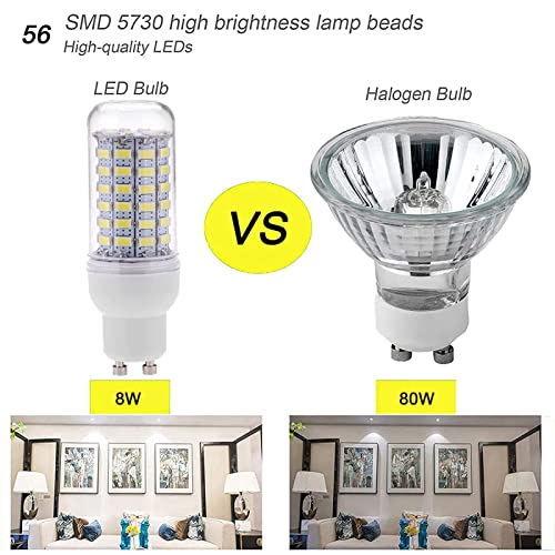 GU10 LED Maíz Bombilla 8W, 800lm, 80W Incandescente Bombilla Equivalentes, Ángulo De Haz 360°, CRI>82+, AC 220V-240V, Sin Parpadeo GU10 Lámparas, Paquete de 5,Cool White