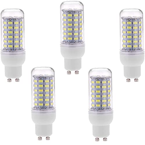 GU10 LED Maíz Bombilla 8W, 800lm, 80W Incandescente Bombilla Equivalentes, Ángulo De Haz 360°, CRI>82+, AC 220V-240V, Sin Parpadeo GU10 Lámparas, Paquete de 5,Cool White