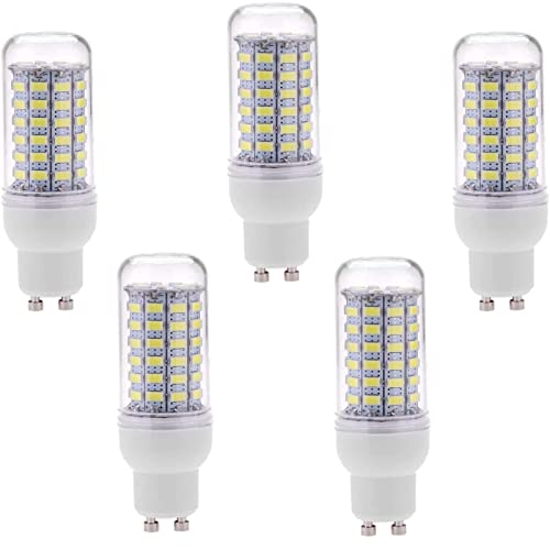 GU10 LED Maíz Bombilla 8W, 800lm, 80W Incandescente Bombilla Equivalentes, Ángulo De Haz 360°, CRI>82+, AC 220V-240V, Sin Parpadeo GU10 Lámparas, Paquete de 5,Cool White