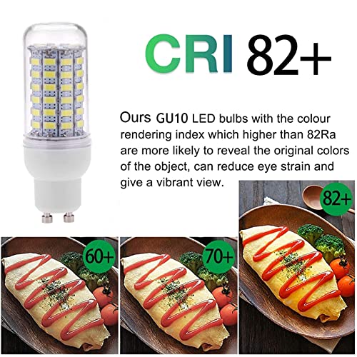 GU10 LED Maíz Bombilla 8W, 800lm, 80W Incandescente Bombilla Equivalentes, Ángulo De Haz 360°, CRI>82+, AC 220V-240V, Sin Parpadeo GU10 Lámparas, Paquete de 5,Cool White