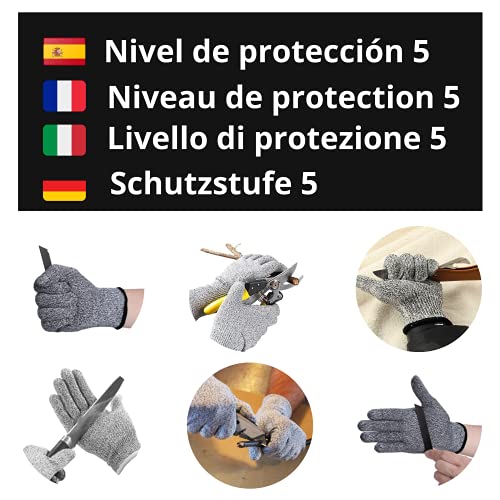 GUANTES ANTICORTES | Guante de Trabajo Anticorte Resistente a los Cortes de Nivel 5 de Seguridad | Protección de tus manos para la Cocina, Cortar Jamón, Carnicería, Jardín, Mecánica. Unisex