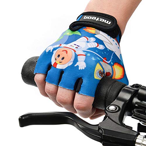 Guantes Bicicleta MTB BMX Ciclismo Montaña Carretera Fitness Gimnasio Bici Escalada Senderismo y Otros Deportes Guantes Deportivos Sin Dedos para Mujer y Hombre (JR S ~ 6,5-7cm, Space)