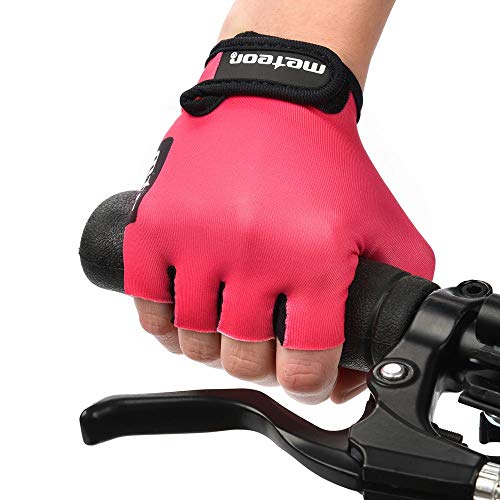 Guantes Bicicleta MTB BMX Ciclismo Montaña Carretera Fitness Gimnasio Bici Escalada Senderismo y Otros Deportes Guantes Deportivos Sin Dedos para Mujer y Hombre (JR XS ~6-6,5cm, Pink)