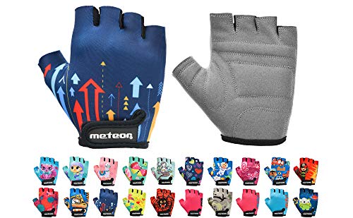 Guantes Bicicleta MTB BMX Ciclismo Montaña Carretera Fitness Gimnasio Bici Escalada Senderismo y Otros Deportes Guantes Deportivos Sin Dedos para Mujer y Hombre (JR M ~7-7,5cm, Arrows)