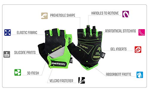 Guantes Bicicleta MTB BMX Ciclismo Montaña Carretera Fitness Gimnasio Bici Escalada Senderismo y Otros Deportes Guantes Deportivos Sin Dedos para Niños Juventud Mujer y Hombre (XS, GX31 Verde)