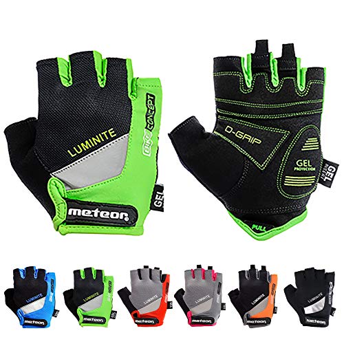 Guantes Bicicleta MTB BMX Ciclismo Montaña Carretera Fitness Gimnasio Bici Escalada Senderismo y Otros Deportes Guantes Deportivos Sin Dedos para Niños Juventud Mujer y Hombre (XS, GX31 Verde)