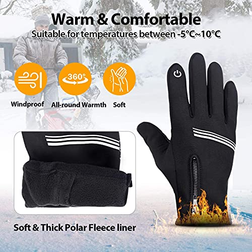 Guantes Ciclismo MTB Hombre Invierno Otoño, Guantes Bicicleta de Montaña Carretera Bici Moto Jardinería Running Pantalla táctil Touchscreen Antideslizante a Prueba de Viento Reflectante LEMEGO