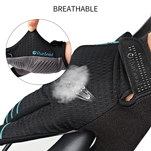 Guantes Ciclismo Pantalla Táctil Hombre Mujeres, Verano Cómodo Respirable Guantes Antideslizantes para MTB Ciclistas de Bicicleta - Azul y Negro M