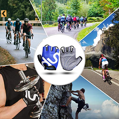 Guantes de Bicicleta Medio Dedo Negro SBR Acolchado Absorción de Impactos Adecuado para Todos Los Deportes Azul S by KONVINIT