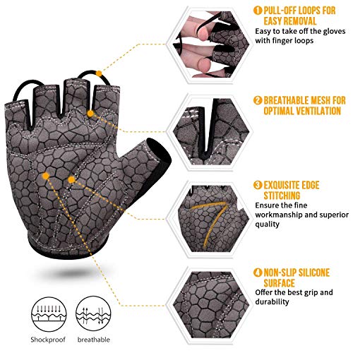 Guantes de Ciclismo de Bicicleta Guantes de Bicicleta de Carretera de Medio-Dedo para Hombres Mujeres Acolchado Antideslizante Transpirable (Blanco, L)