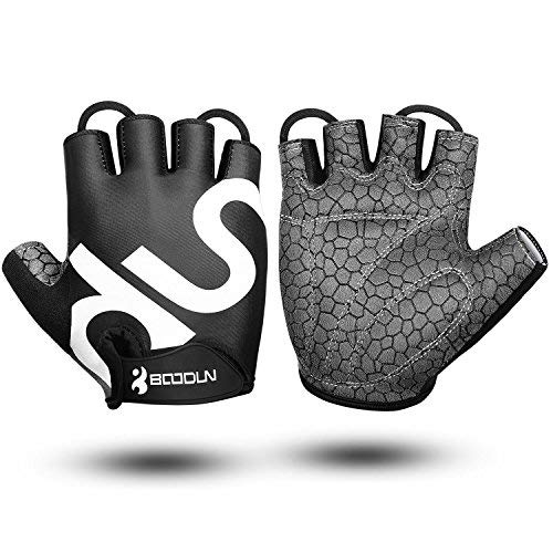 Guantes de Ciclismo Medio Dedo Unisex Guantes de Bicicleta sin Dedos con Relleno Antideslizante para MTB, Ciclismo de Carretera, Gimnasio, Crossfit y Levantamiento de Pesas L