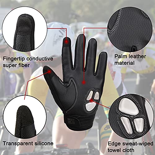 Guantes de ciclismo para hombre, compatibles con pantalla táctil, guantes de mountain bike (negro, L)
