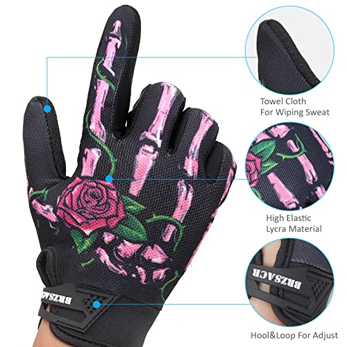 Guantes de Ciclismo Skull Zombie Bone Design Ciclismo Escalada Motocicletas Ciclismo Guantes de jardinería Hombres y Mujeres (Rosa, L)