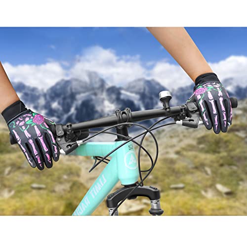 Guantes de Ciclismo Skull Zombie Bone Design Ciclismo Escalada Motocicletas Ciclismo Guantes de jardinería Hombres y Mujeres (Rosa, L)