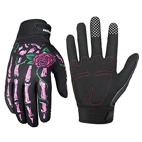 Guantes de Ciclismo Skull Zombie Bone Design Ciclismo Escalada Motocicletas Ciclismo Guantes de jardinería Hombres y Mujeres (Rosa, L)