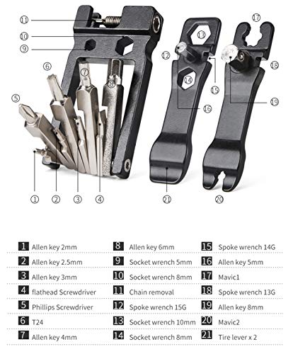 GuDoQi Herramientas Bicicleta, 19 en 1 Multiherramienta para MTB, Mini Plegables Herramientas, Mantenimiento Herramientas Kit