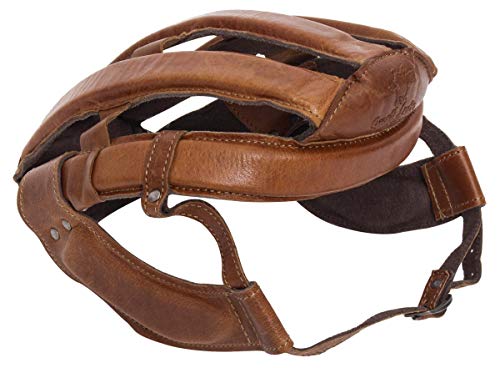 Gusti Leder Studio Jeannie L. Casco para Bicicleta de Cuero Genuino Diseño Retro Vintage 60-61 cm Piel de Búfalo Protección Escursión en Bicicleta Marrón 2G32-60-20-2