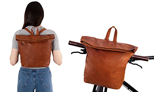 Gusti Moreno A. - Mochila de piel para bicicleta (compatible con Klickfix, incluye adaptador), 2F41-22-27k, marrón, talla única