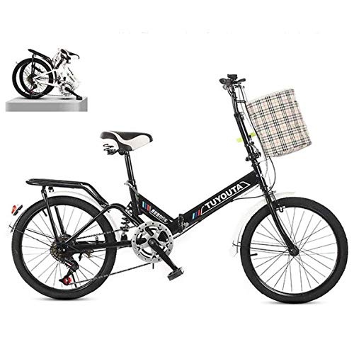 GXLO Bicicleta Plegable de Velocidad Variable Bicicleta de absorción de Choque Marco Ligero Bicicleta Plegable de Bicicleta de Ciudad Bicicleta Plegable para Adultos - 20 Pulgadas,A