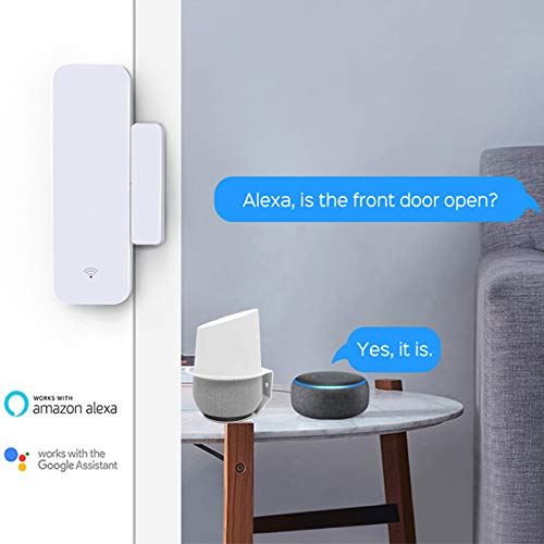 GYOCYC Sensor de Ventana de Puerta Inteligente, Conexión Inalámbrica, Alarma Magnética Antirrobo, Detección de Puerta Abierta o Cerrada, Funciona con Alexa Google Home