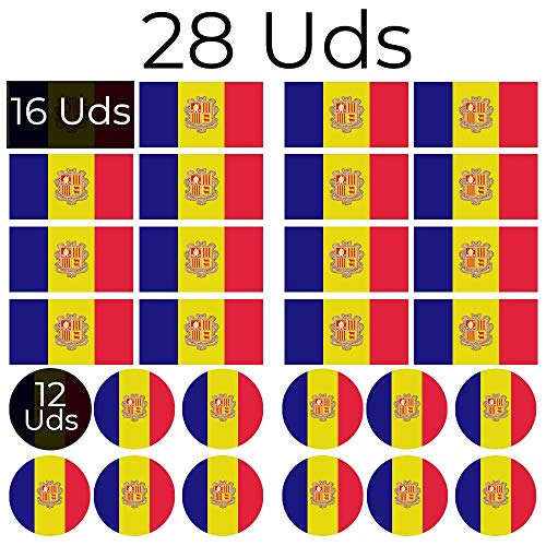 Haberdashery Online 28 Pegatinas de la Bandera de Andorra. Stickers para Bicicletas, Motos, Accesorios (Andorra)