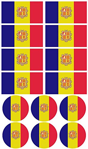 Haberdashery Online 28 Pegatinas de la Bandera de Andorra. Stickers para Bicicletas, Motos, Accesorios (Andorra)