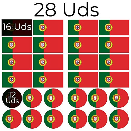Haberdashery Online 28 Pegatinas de la Bandera de Portugal. Stickers para Bicicletas, Motos, Accesorios (Portugal)