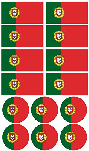 Haberdashery Online 28 Pegatinas de la Bandera de Portugal. Stickers para Bicicletas, Motos, Accesorios (Portugal)