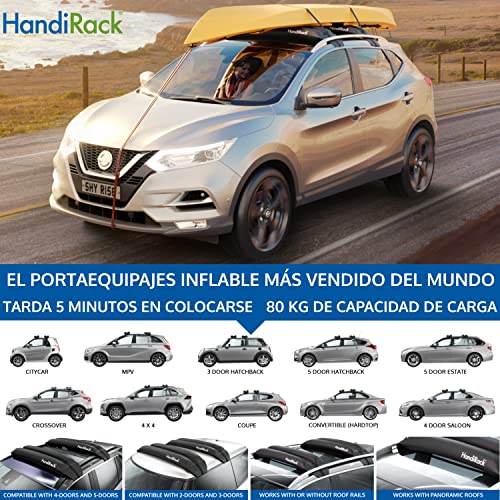 HandiRack - Barras de baca universales e inflables (negras) - Transporte de carga para techo - Se adapta a la mayoría de coches