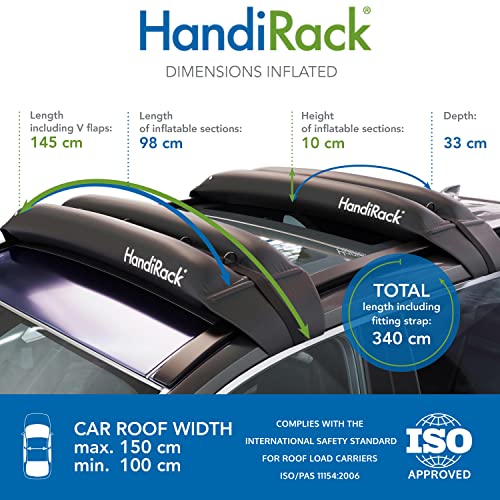 HandiRack - Barras de baca universales e inflables (negras) - Transporte de carga para techo - Se adapta a la mayoría de coches