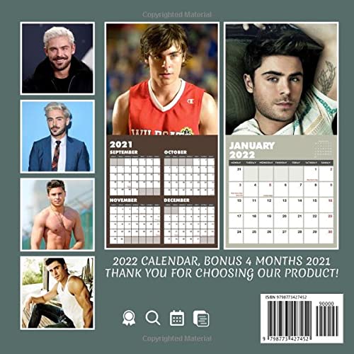 Handsome Man Zac Efron Calendar 2022: "Singer actor, photo gift for fan. Mini Planner US and UK Offical Holiday January 2022 - December 2022 OFFICIAL ... Calendrier12 Months | BONUS 4 Months 2021"