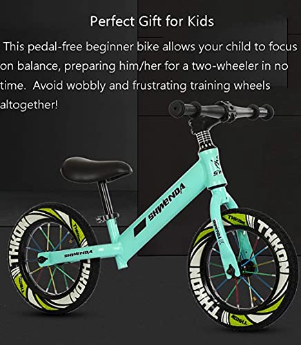 HAO KEAI Bicicleta sin Pedales Láminas de Aire de 12 Pulgadas de Balance de Bicicleta-Negro/Azul/Verde/Rosa Bicicleta sin Pedales para Regalo de cumpleaños, para 2/3/4/5/6/7 8 años de Edad niña