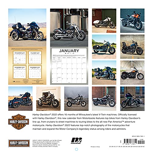 Harley-Davidson® 2022: 16-Month Calendar - September 2021 through December 2022