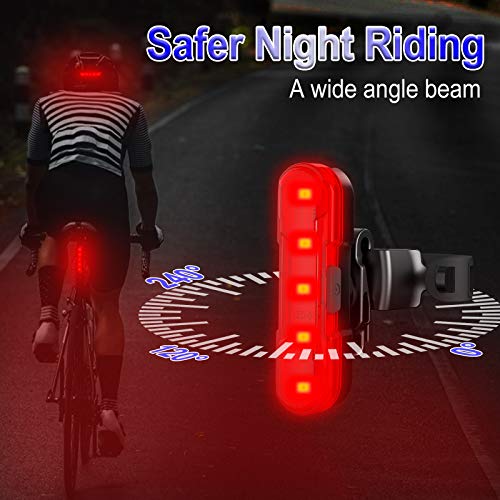 HASAGEI Luz trasera para bicicleta (2 unidades), recargable por USB, impermeable, con 4 opciones de modo de luz para ciclismo de seguridad