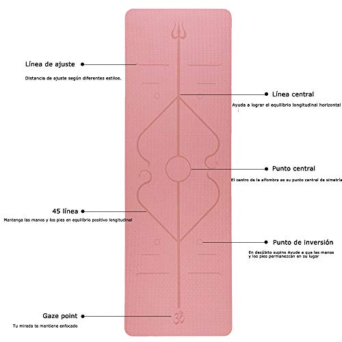 Hatonky Esterilla Yoga Antideslizante Alfombrilla de Yoga TPE Esterilla Pilates Esterilla Deporte- con Correa de Hombro y Bolsa 183cm x 61cm x 0.6cm (Rosa)