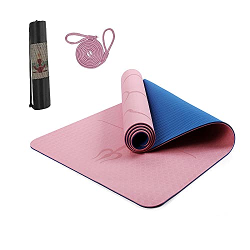 Hatonky Esterilla Yoga Antideslizante Alfombrilla de Yoga TPE Esterilla Pilates Esterilla Deporte- con Correa de Hombro y Bolsa 183cm x 61cm x 0.6cm (Rosa)