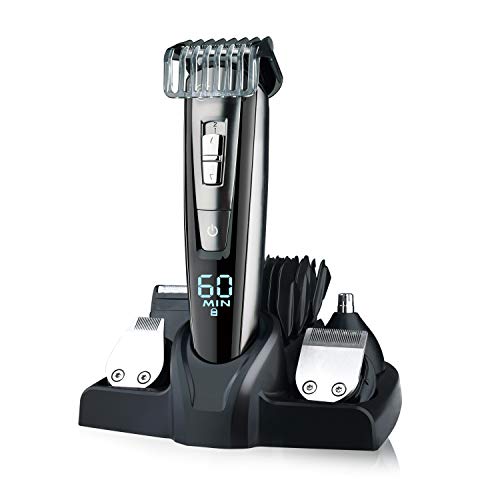 Hatteker Barbero Electrico Cortapelos Profesional Hombre Recortador Pelo Cortadora de Pelo Recargable Máquina de Afeitar Recortadora Barba y Precisión Impermeable 5 en 1