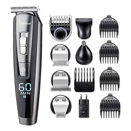 Hatteker Barbero Electrico Cortapelos Profesional Hombre Recortador Pelo Cortadora de Pelo Recargable Máquina de Afeitar Recortadora Barba y Precisión Impermeable 5 en 1