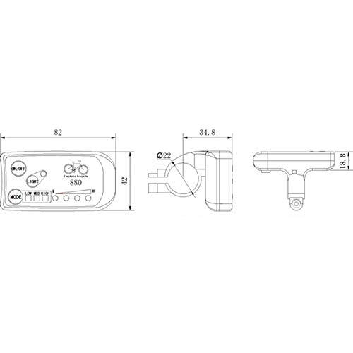 Haudang - Pantalla LED de 24 V, 36 V, 48 V, para bicicleta eléctrica KT LED 880, panel de control para bicicleta eléctrica