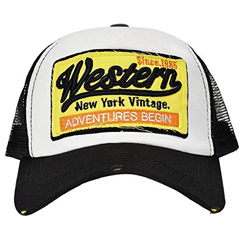 heekpek Gorras Hmobre Beisbol con Visera Gorra de Rejilla Bordados de Verano Mujer Transpirable Casual Gorras Rapero Trucker Hombre Viseras Hombre Retro (Negro)