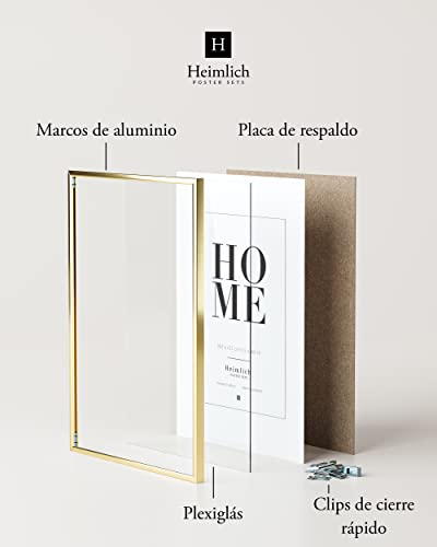 Heimlich Paquete Doble (2 pcs.) Marcos de Aluminio - con plexiglás inastillable - DIN A3 (30x42cm) Oro