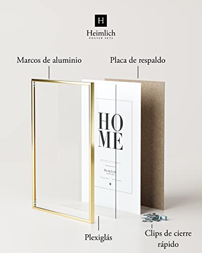 Heimlich Paquete Doble (2 pcs.) Marcos de Aluminio - con plexiglás inastillable - DIN A3 (30x42cm) Oro